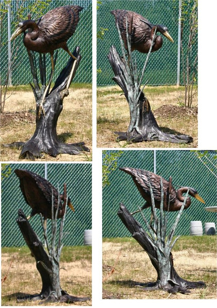 life size bronze statue heron or crane outdoor bird sculpture decor